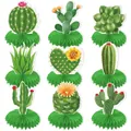Set di 9 decorazioni da tavolo a nido d'ape con cactus tropicali per feste estive - Decorazioni a Nido d'Ape Cactus E Succulente (J-0314)
