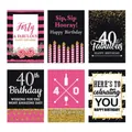 Etiquetas de vino para cumpleaños 40 en rosa y negro con detalles en purpurina dorada - Pegatinas de Decoración de Fiesta de Cumpleaños (L-00294-2)