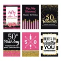 Etiquetas de vino para 50 cumpleaños en negro rosa y acabado con purpurina oro - Pegatinas de Decoración de Fiesta de Cumpleaños (L-00294-3)