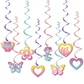 Decorazioni a spirale per la festa della mamma con cuori floreali e ciondoli Mom - Set di Pendenti a Spirale (Y-00379-2)