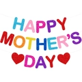 Striscione colorato glitterato Happy Mother's Day con cuori per decorazioni festa della mamma - Stile Glitterato Colorato (Y-00380)