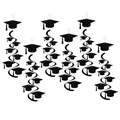 Glittering black graduation cap hanging swirls for party decorations and classroom events - Black