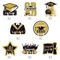 Set di 16 decorazioni per bicchieri da laurea in nero e oro per feste a tema - Stile Dorato (L-00265-1)