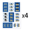 Set van 4 afstudeerfeest stickers met goud en blauw gefeliciteerd ontwerpen voor snoep - 4 Vellen Blauwe Stijl (Y-00363-1)