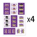 Set van 4 paarse en gouden afstudeerstickers voor snoep met Congrats Grad en Dream Big - 4 Vellen Paarse Stijl (Y-00363-2)