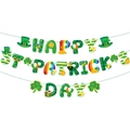 Dettaglio dello striscione di San Patrizio con trifoglio, arcobaleno e monete d'oro - Striscione con Lettere HAPPY ST PATRICK'S DAY