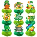Lot de 9 centres de table en nid d'abeille Saint-Patrick avec lutins et trèfles - Style Gnome / Haut-de-forme / Pot d'or / Trèfle / Arc-en-ciel (Y-00343)