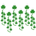 Set da 6 decorazioni a spirale con trifoglio verde glitterato per San Patrizio - Decorazione a Spirale con Trifoglio (L-00243)