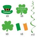 St. Patrick's Day hanging spiral decorations with shamrocks and festive welcome hat sign - Hanging Spiral Set