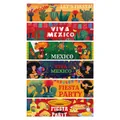 Set mit 6 bunten mexikanischen Fiesta-Wasserflaschenetiketten mit Kaktus- und Sombrero-Motiven - Mexikanisches Thema (Y-00385)