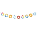 Hawaiian summer party banner with lifebuoy pendants featuring watermelon and stripes - Lifebuoy Style (J-0350-1)