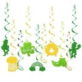 St. Patrick's Day party hanging swirls with green shamrocks and golden leprechaun motifs - 17-Piece Set (Green & Gold Swirls + Glitter Tags)