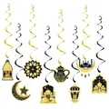 Decorazioni a spirale per Ramadan Eid in oro e nero con pendenti a forma di moschea - Stile Nero Oro (Y-00354-1)