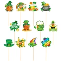 Set di 12 decorazioni per torta di San Patrizio con leprechaun e trifogli - Set di topper per cupcake con motivi vari di San Patrizio (Y-00344)