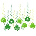 Grüne Glitzer St. Patrick's Day Spiralen Deko mit Kleeblatt und Hufeisen Anhängern - 20er-Set (8 Karten + 12 Spiralen) / Grün