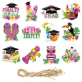 Decorazioni per festa di laurea hawaiana tropicale con motivi floreali e tiki - Set Etichette Appese Tema Laurea Hawaii(Y-00373)