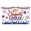 Congrats GRAD Hintergrund mit goldener Doktorhut-Grafik, Feuerwerk und Luftballons - 180cm x 110cm (Y-00366)