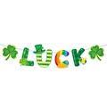 Striscione LUCK scintillante per San Patrizio con trifogli e cappelli da leprechaun - Stile Luck (Y-00341-1)