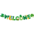 Striscione Welcome per San Patrizio con quadrifogli verdi e motivi festivi irlandesi - Stile Welcome (Y-00341-2)