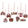 Detail van Valentijnsdag decoratiespiralen met XOXO en vintage hart-vrachtwagenmotieven - Set van Kaarten Spiralen En Haken