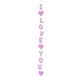 Decorazione verticale di San Valentino con scritte I LOVE YOU e cuori rosa glitterati - Rosa Luccicante