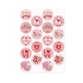 Detail of 20 round Valentine's Day stickers with hearts, love letters and gnomes patterns - Valentine's Day Theme (L-00216) / Red/Pink