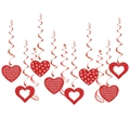Decorazioni a spirale con cuori rossi glitterati per San Valentino e feste romantiche - Set di Etichette a Spirale (L-00215-2)