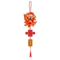 Cartoon God of Wealth hanging ornament with red Chinese knot and silk tassels for New Year - Style 6 (L-00231-6)