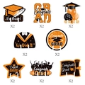 Set da 16 decorazioni per laurea con motivi a tocco in nero e oro scintillante - Stile Arancione (L-00265-2)