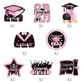 Inserti per bicchieri di laurea con tocco glitter rosa e nero per decorazione festa - Stile Rosa (L-00265-3)