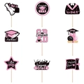 Set di decorazioni per cupcake di laurea glitterate rosa e nere con scritte di auguri - Rosa