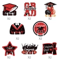 Set di segnaposti per calici di laurea glitter rossi e neri con testo Congrats GRAD - Stile Rosso (L-00265-4)