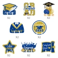 Blue and gold graduation party card set including mortarboard and congrats grad signs - Blue Style (L-00265-5)