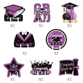 16-piece graduation party table decor set in purple glitter finish for grad celebration - Purple Style (L-00265-7)