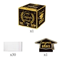 Graduation money pull box kit with 1 congrats grad box, 30 bags and a topper sign - Black Gold Graduation Money Pulling Set(L-00266-1) / Box, Card And Bags