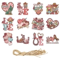 Western cowboy style Valentine heart and boot ornaments set with natural twine strings - Western Cowboy Decoration Set (Y-00323)