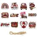 Set di 12 targhette di San Valentino con cuori e gnomi e corda di iuta naturale - Vari Stili di Motivi Natalizi (L-00219)