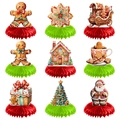 9-piece set of Christmas gingerbread and honeycomb table ornaments for holiday party decor - 9 Pieces/Pack (J-0260)