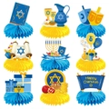 Lot de 9 centres de table en nid d'abeille Happy Hanukkah avec étoile de David - Ensemble à Thème de Hanoucca (L-00194)