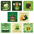 8-pack St. Patrick's Day fleslabels met kabouter- en klaverbladillustraties - Stickers Set (L-00228)