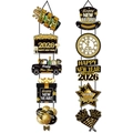 Set striscioni Buon Anno 2026 con decorazioni appese nero e oro per decorazione porta festa - Stile Nero Oro Capodanno 2026 (J-0270)