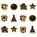 12-piece black and gold New Year party wine glass cards and festive table decorations - New Year Decorative Card Set (L-00204)