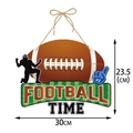 Dettaglio della targa porta football 30x23,5cm con trama a prato e corda per appendere - Design Football Time (Y-00310-2)