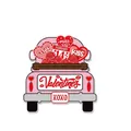 Valentine's Day pink truck wall hanging decor with red roses and hearts, 28x29cm size - Pink Truck and Calendar Style (J-0279-2)