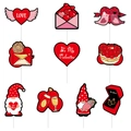 Pack de 10 adornos para tarta de San Valentín con gnomos, corazones y Love - Estilo de Gnomo de San Valentín (J-0031-3) / Juego de 10 Piezas