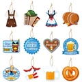 Set di 12 decorazioni appese per Oktoberfest con boccali di birra e icone bavaresi - Set da 12 pezzi (J-0231)