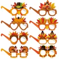 Set di 8 occhiali da festa del Ringraziamento con tacchino, zucca e foglie d'acero - Stile Occhiali Divertenti del Ringraziamento (Y-00265)