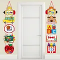 Banner porta Welcome Back to School con scuolabus e decorazioni di cancelleria - Set a Tema Ritorno a Scuola (J-0241)