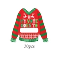 Set mit 30 Weihnachtskarten für Ugly Sweater Partys im festlichen rot-grünen Rentier-Design - Stimmzettel (L-00193-2)