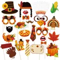 20-piece Thanksgiving photo booth props set with turkey pumpkin and maple leaf designs - Thanksgiving Turkey And Pumpkin Photo Props(L-00184)